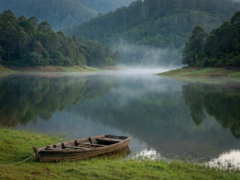 Berijam Lake surrounded by forest