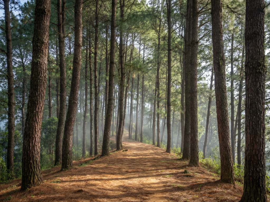Pine forest walkway